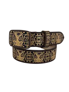 Men's 2" Wide "El Centenario" Chiseled Charro Leather Belt