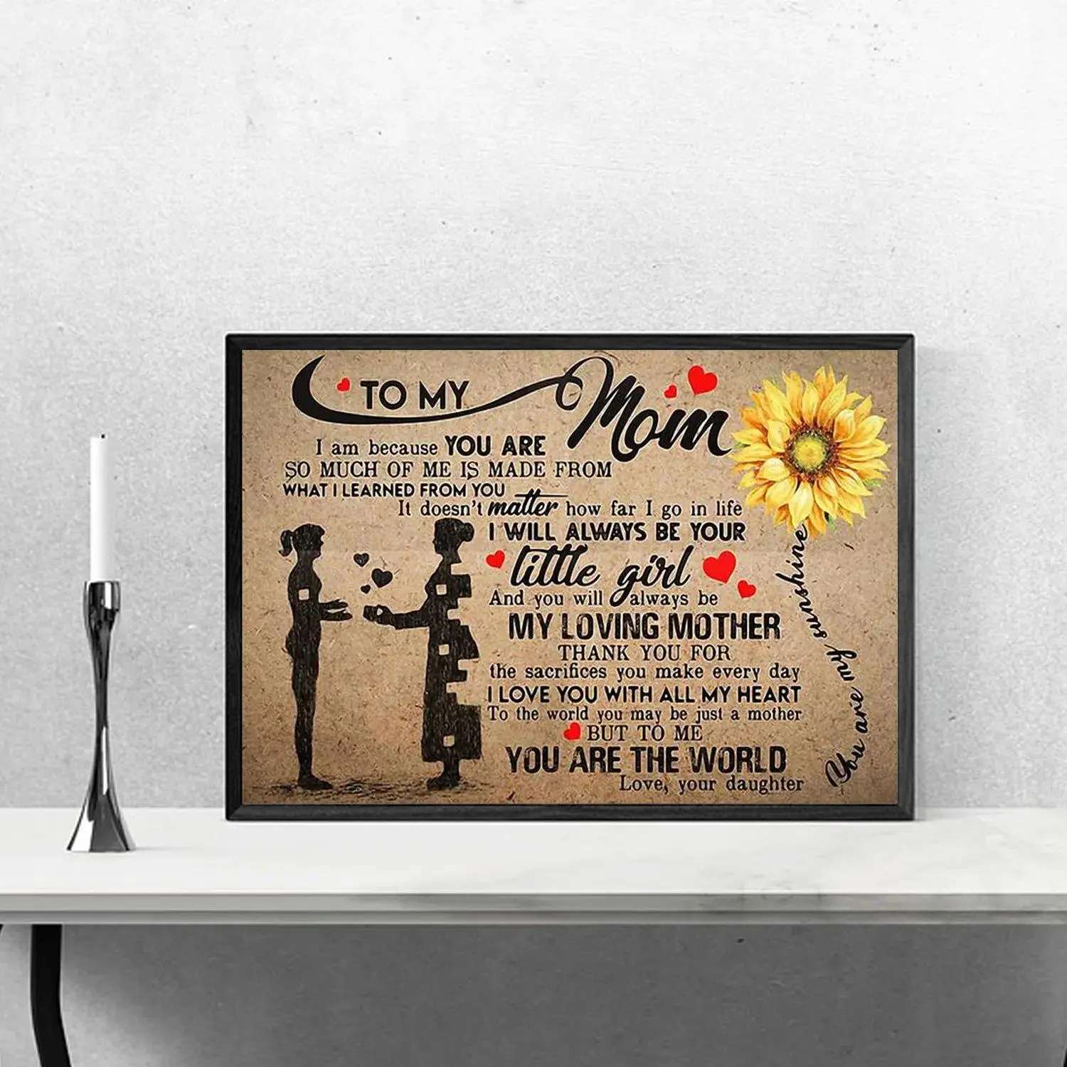 To My Mom Horizontal Prints from Daughter Mom Art Emotional Message Mother Print Gift Wall Decor Poster with Heartfelt Sentiment and Elegant Design for Home Decoration