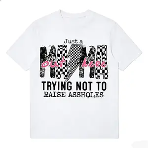 Just a Mama Doing My Best Checkerboard Lightning Bolt Women's Tee t-shirt