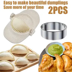2pcs Plastic Dumpling Maker Set, Kitchen Gadget, Includes Presser & Slicer, Easy Assembly, Suitable for Home & Commercial Kitchens