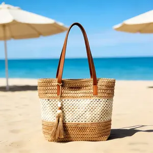 New 2026 Straw Woven Tote Bag – Versatile Large Capacity Women’s Shoulder Bag with Tassels, Laid-Back Style