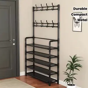 Clothes Hanger Multi-Layer Shoe Rack Doorway DIY Hat And Shoes Shelf Simple Floor-Standing Living Room Organizer Storage Racks