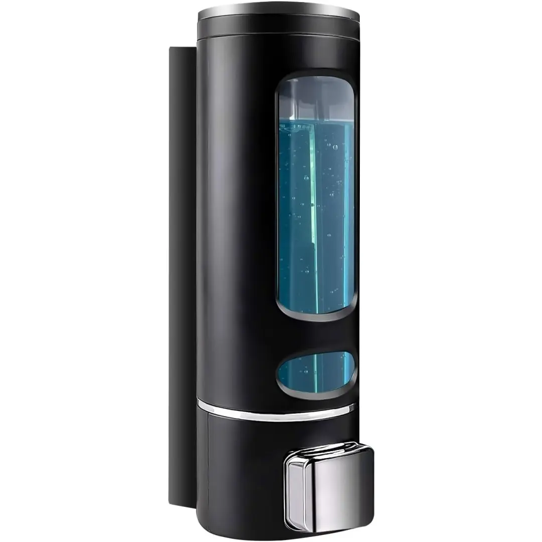 400ml Wall-Mounted Soap Dispenser Bottle - No-Drill Installation, Corrosion-Resistant Single-Chamber Push Button Press Pump, Compact Space-Saving Refill Bottle for Shampoo, Body Wash - Bathrooms, Kitchens