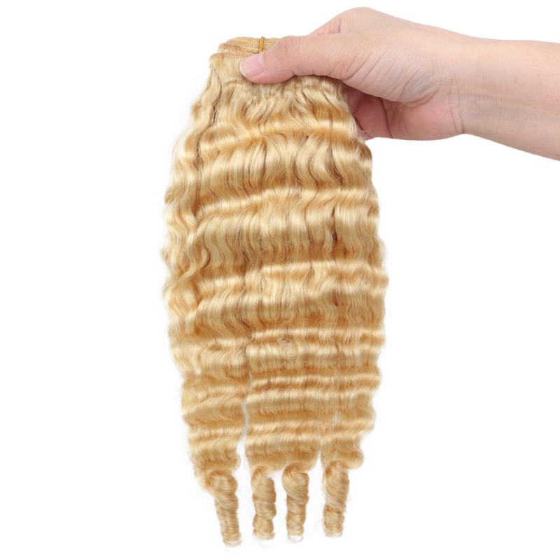 Burmese Curly Bundles Human Hair Water Wave 613 Honey Blonde 20 Inches 3C4A Quick Weave Extensions for Women 100% Unprocessed Virgin Hair Extra Thickness Easy Application