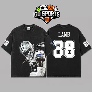 [Go-Sports] Ceedee Lamb 88 Celly Graphic Premium Acid Washed Cotton T-Shirt, Cowboys Nation Apparel, Cowboys Fans Football Streetwear Tee, Gift For Football Fan Graphic Tee T-Shirt