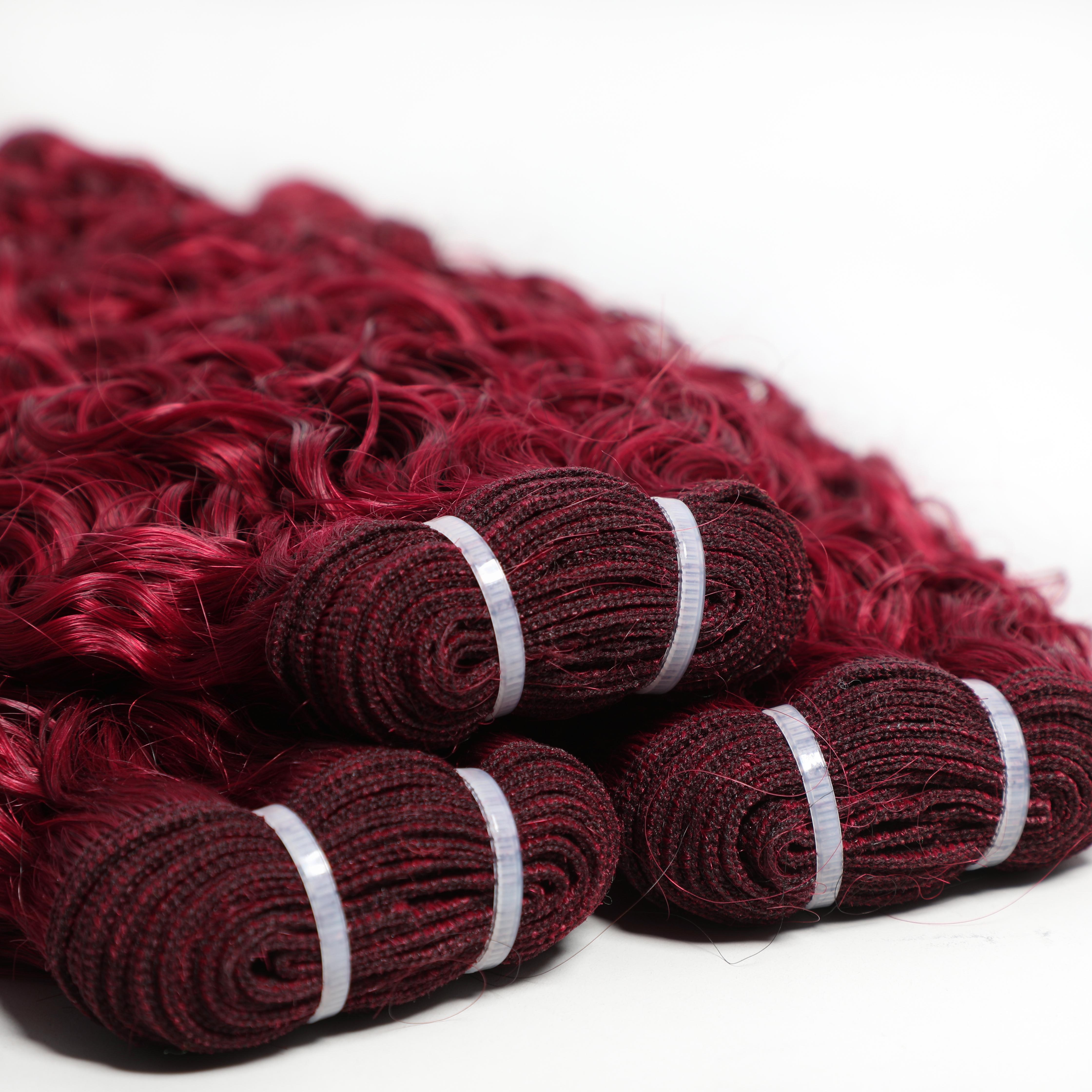 Burmese Curly 3 or 4 PCS Bundles Virgin Human Hair 16A 99J Color 14-32 Inches Spiral Ends Look