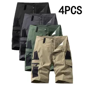 HOMUG Mens 4-Pack Cargo Shorts, multifunctional pockets, wear-resistant and breathable tactical shorts, suitable for casual wear in spring and summer.