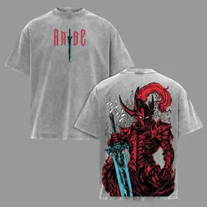 Solo Leveling Igris "Arise" Graphic Oversized Vintage Washed Tee | Heavyweight Cotton Anime Manhwa Streetwear