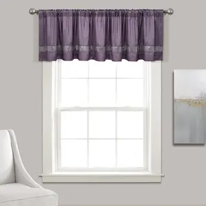 Lush Decor Night Sky Valance Single 84x18 Heavy Curtain with Shimmering Silver Sequins & Faux Silk for Home Decoration Easy Install 3" Rod Pocket