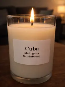 Cuba Mahogany & Sandalwood Scented Candle Hand Poured with Premium Soy Wax ECO Wick for Clean Steady Burn Warm Grounding Luxurious Fragrance