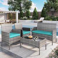 B:Grey Rattan+turquoise Cushion