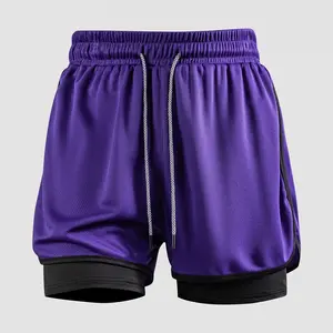 Men's 2-in-1 Mesh Basketball Shorts - Quick Dry Athletic Shorts with Compression Liner, Elastic Waist Drawstring Workout Shorts with Phone Pocket for Gym, Running, Training and Casual Streetwear 618