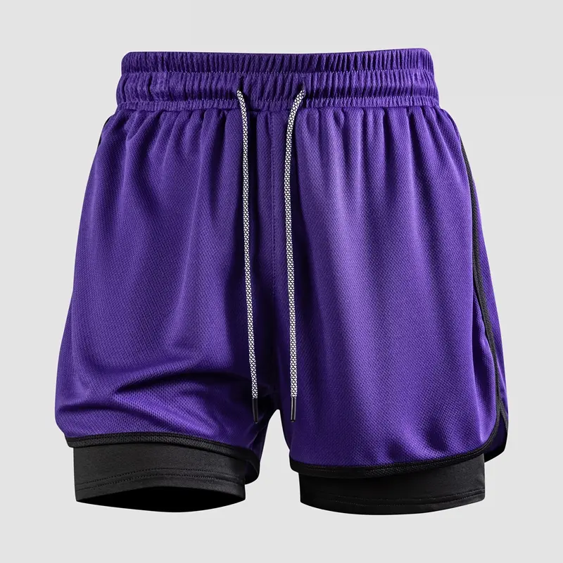 Men's 2-in-1 Mesh Basketball Shorts - Quick Dry Athletic Shorts with Compression Liner, Elastic Waist Drawstring Workout Shorts with Phone Pocket for Gym, Running, Training and Casual Streetwear 618