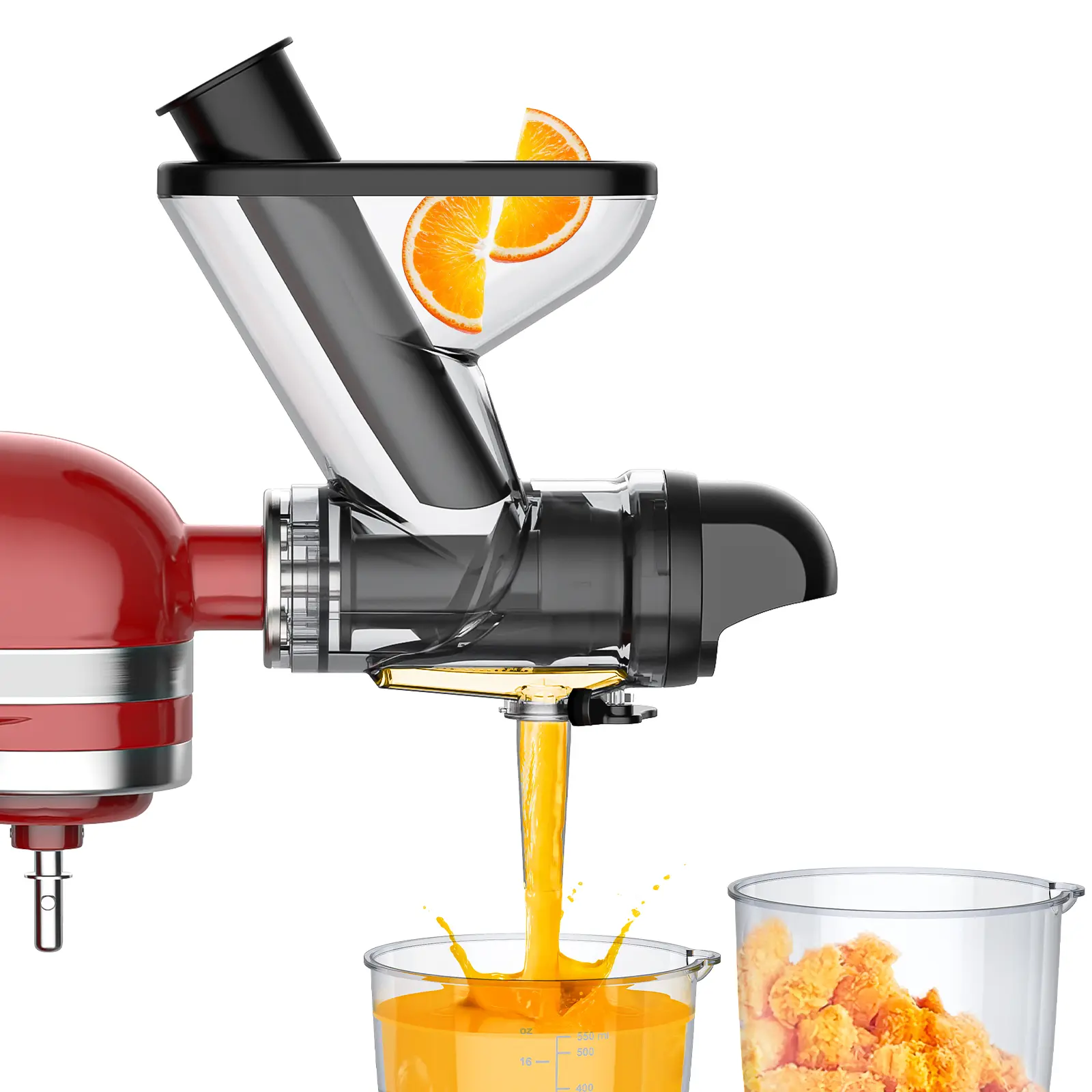 GVODE Masticating Cold Press Slow Juicer Attachment for KitchenAid Stand Mixer - 2 Inches Dual Feed Chute, Small Footprint Mechanical Accessory for Optimal Health Benefits