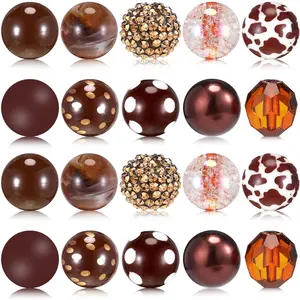 20 count Chunky Bubblegum Beads 20mm Focal Pen Large Rhinestone  Beads for DIY Beadable Pen School  Making  Craft Making(Brown)