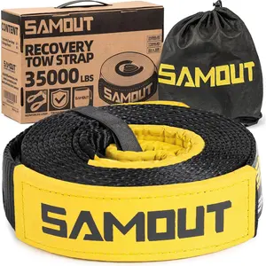 Recovery Tow Strap, 3in x 30ft - 35000Lbs, 4X4 Towing Recovery Straps with Triple Reinforced Loops & Protective Sleeves