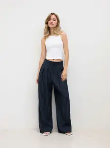 Double Waistband Pinstripe Trouser