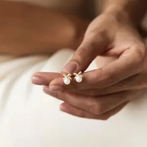 ​​PEARL STUD BOW EARRINGS – DAINTY BRIDESMAID GIFTS & WEDDING JEWELRY