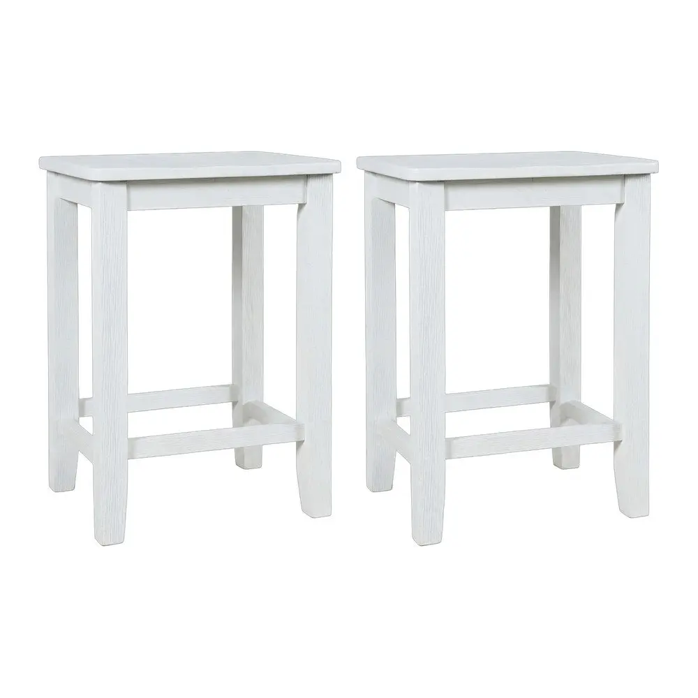 Eastern Tides Backless Counter Height Stools - Coastal Vibe, Wire-Brushed Wood, Distressed Detail Home Bar Chairs (Set of 2), Weathered Texture