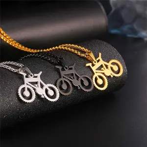 FaithHeart Punk Necklace Large Hip Hop Dagger Bike Necklace for Men Women