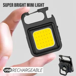 Mini LED Flashlight, Rechargeable COB LED Keychain Light, Multi-Functional Portable Pocket Lamp, Magnetic Base, Small Handheld Torch