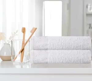 Superior Cotton 2 Piece Absorbent Embroidered Bath Towel Set