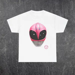 Pink Power Ranger MMPR Tee - Casual Cotton Top with Graphic Design, Comfortable Fit, Boxy Style, Suitable for Womenswear