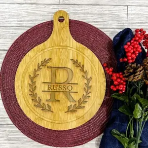 Personalized Large Charcuterie Board 13"x10" – Round Premium Wood Engraved Cheese Platter, Custom Serving Tray, Wedding Gift, Housewarming, Kitchen Décor, Grazing Board