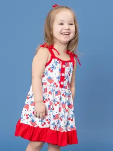 Cherry Flag Ruffle Dress