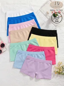 3/10 Pack Girls' Boxer Briefs, Ages 7-14, Casual Fitted Trunks, Breathable & Stretchy, Anti-Slip Design, Comfortable School Underwear
