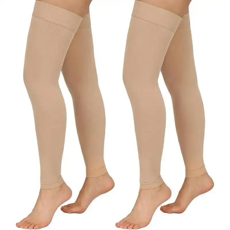 20-30 mmHg Open Toe Compression Socks, Medical Grade Support Stockings with Silicone Grip, Varicose Veins Relief for Sports & Daily Wear