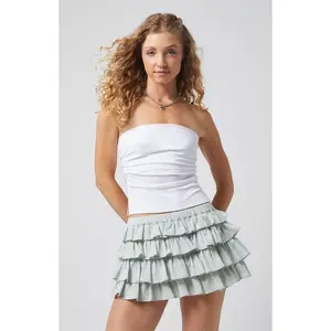 Beverly and Beck Women's Gingham Ruffle Micro Mini Skort - Multicolor