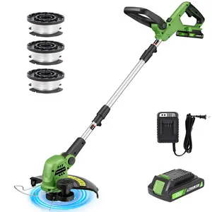 TACKLIFE 12"  Electric String Trimmer Cordless with 2.0Ah Battery, 20V Battery Power Lawn Mover & Edger Lawn Tool with Charger, Powered Grass Trimmer with 3pcs Spool Line for Yard, Garden, Green