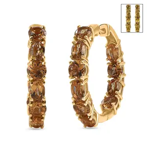 Autumn Alexite 8.90 ctw Fireline Hoop Earrings in 18K Yellow Gold Plated
