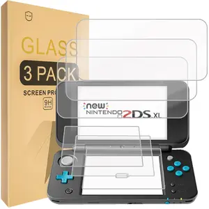 [3-PACK] Designed For  2DS XL 2017 [3x Top Glass + 3x Bottom Anti-Glare PET] Screen Protector with Lifetime Replacement
