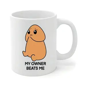 Sad Potato Mug My Owner Beats Me Funny Ceramic Coffee Cup, Sarcastic Humor Drinkware, Office Desk Cup, Gift For Friends Coworker Boyfriend Girlfriend