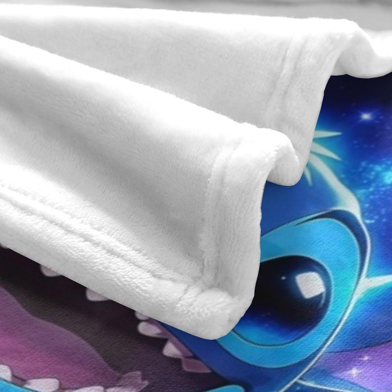 Disney Stitch Fluorescent Blanket - Blue Character Design with Starry Background for Cozy Nights - Stitch's Glow & Starry Night - Perfect for Fans