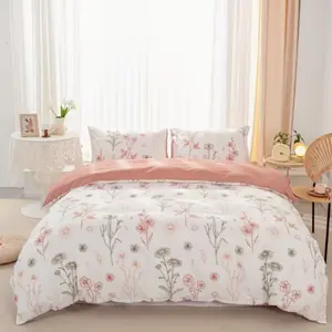 3pcs Fresh Down Comforter Set, Farmhouse Floral Print Bedding, Decorative Bedding Set, Soft and Cozy, Includes 1 Comforter and 2 Pillowcases, No Core Included