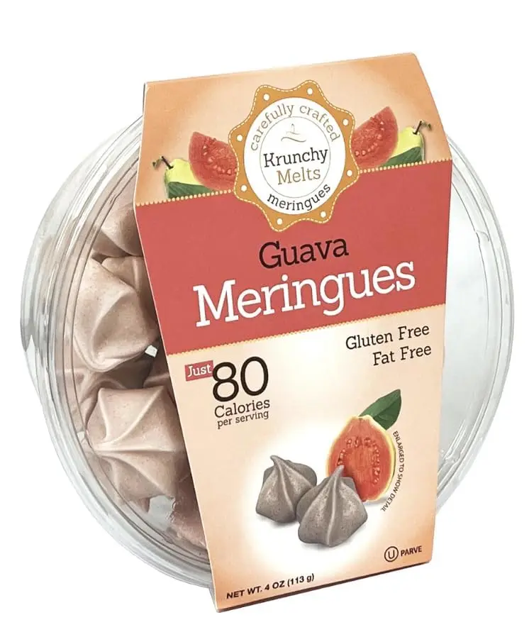 Krunchy Melts Original Meringue Cookies | Guava Flavor | Only 80 Calories Per Serving | Fat Free, Gluten Free, Dairy Free (4 Oz)