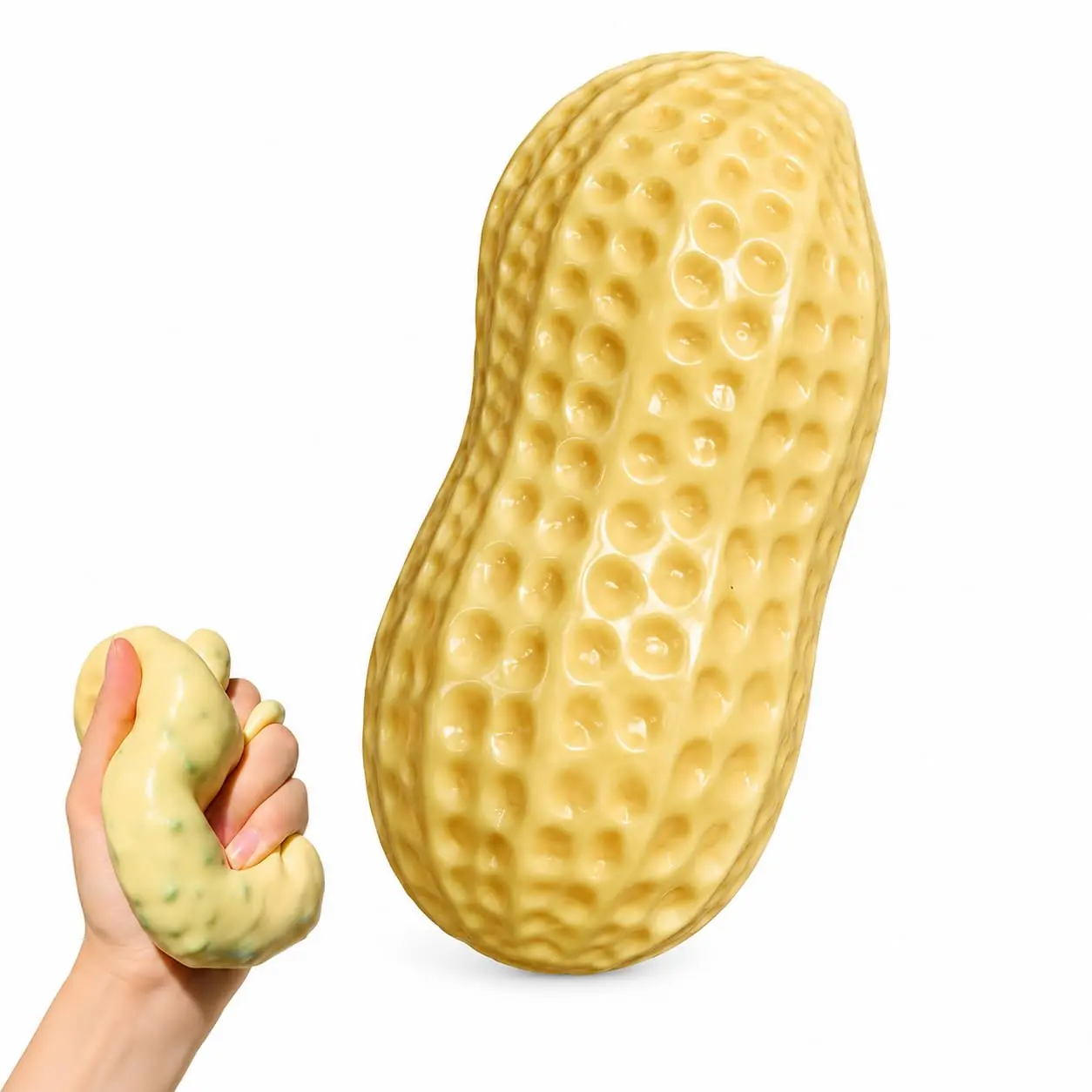 Crunchy Large Peanut Squishy Toy, Squishy Balls, Crispy Sound Clay & Bead Filled Squeeze Fidget Ball, Slow Rising Soft Sensory Stress Relief Desk Toy, Moldable One-Press Dent Design, Slow Rise Squishies