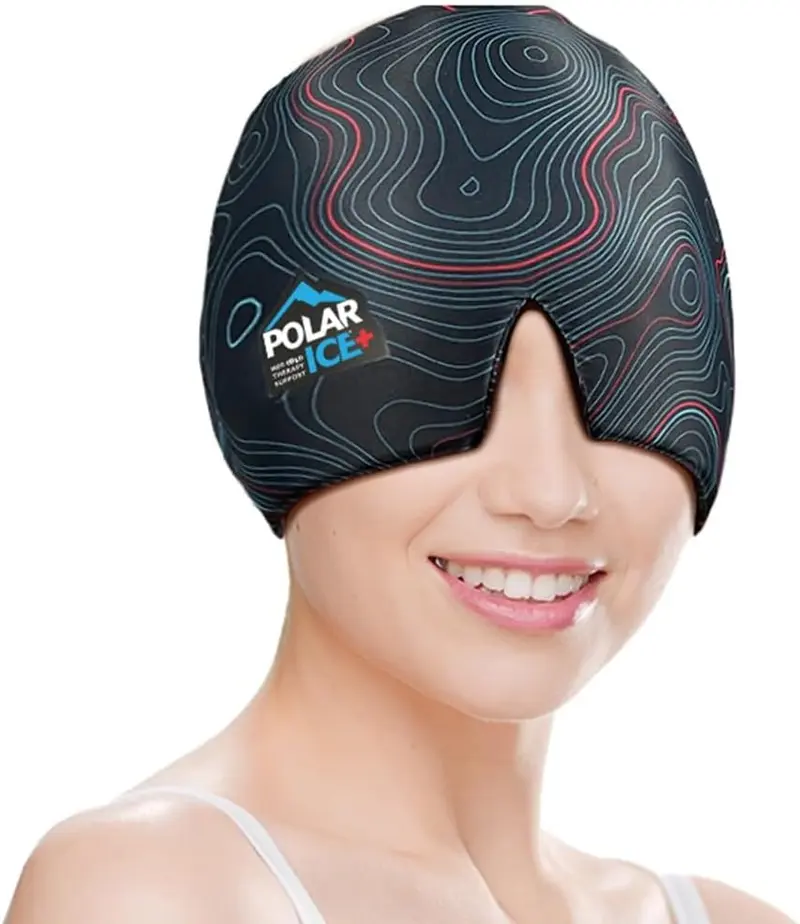 BrownMed Polar Ice Hot-Cold Relief Cap - Synthetic, Single Item, Soft Gel Layer, Adjustable Eye Cover, 360-Degree Therapy Relaxation Mask for Migraine & Headache Pain Relief