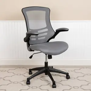 Flash Furniture BL-X-5M-DKGY-GG Mid Back Dark Gray Mesh Swivel Ergonomic Task Office Chair with Flip Up Arms