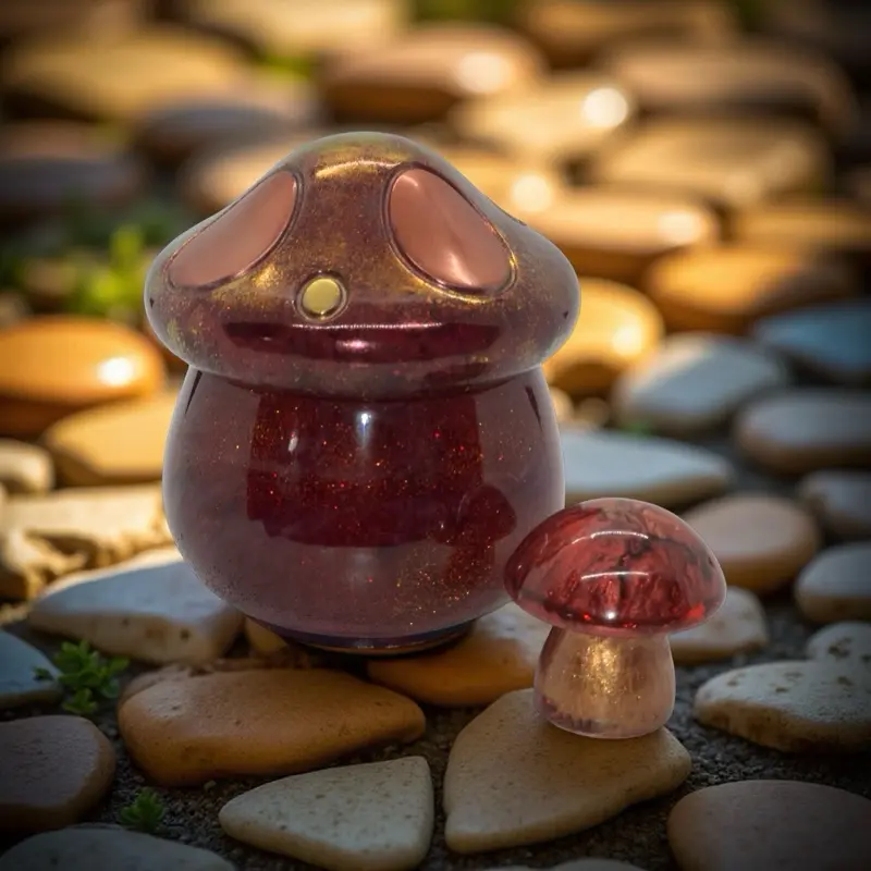 Mushroom Trinket Jar Canister with Lid and Companion Set - Unique Design Inspired by Nature's Beauty