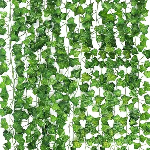 12 PCS Artificial Ivy Leaf Plants Fake Hanging Garland Plants Vine Home Decor Decorative Ornaments Wedding Nature Fruit Plastic