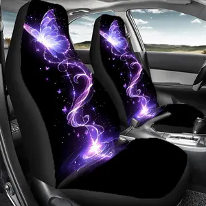 1 Set Purple Glowing Butterfly Car Seat Protector Universal All-Year, High-Back Purple Glowing Butterfly Car Seat Covers, Automotive Seat Covers, Universal Fit, Car Decor, Car Accessories Interior, Easy Care Machine Washable Polyester