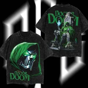 Dr.Doom "The Masked Tyrant" Doctor Doom MCU Edition Double Printed Oversize Lightweight Acid Washed Tee Hoodie Sweater TV Series Graphic Design Top Cotton Streetwear Comic Superheroes T-Shirt Hoodie Crewneck Clothes Menswear Womenswear F14