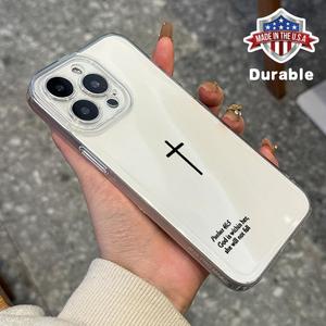 Psalm 45:6 Simple Quotes Printed Mobile Phone Case, Transparent TPU Shockproof Protective Cover, Full Coverage Camera Protection, Mobile Phone Case Suitable for iPhone16PM 11 12pm 13pro 14 15plus 15pro max Gift