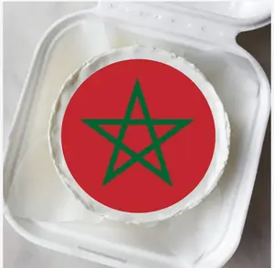 Morocco Flag Edible Cake Toppers, Round and Rectangular Decorative Icing Sheets for Cakes and Cupcakes, Red and Green Star Design