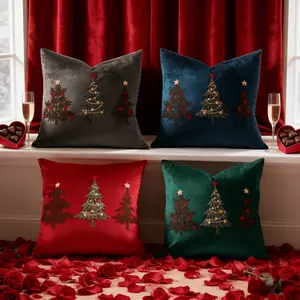 Valentine's Day Embroidered Pillow with Insert, Luxurious Velvet Snowflake Design, 18x18 Inch Soft Plush Decorative Pillow