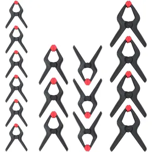 16-Piece Nylon Spring Clamp Set-4pc 6-1/2", 6pc 4-1/2" , 6pc 3-3/8",  Woodworking, Photography Studios and DIY Works, Black